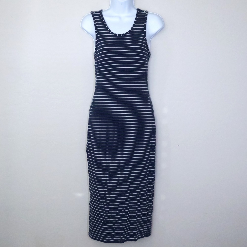 Marine Layer Lexi Stripe Rib Daytime Midi Tank Dress Bodycon Women S Navy White